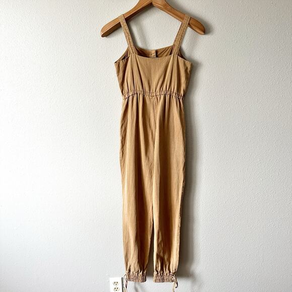 Alice + Olivia Tiana Tan Button-Front Patch-Pocket Jumpsuit Women’s Size 2 - Picture 6 of 14